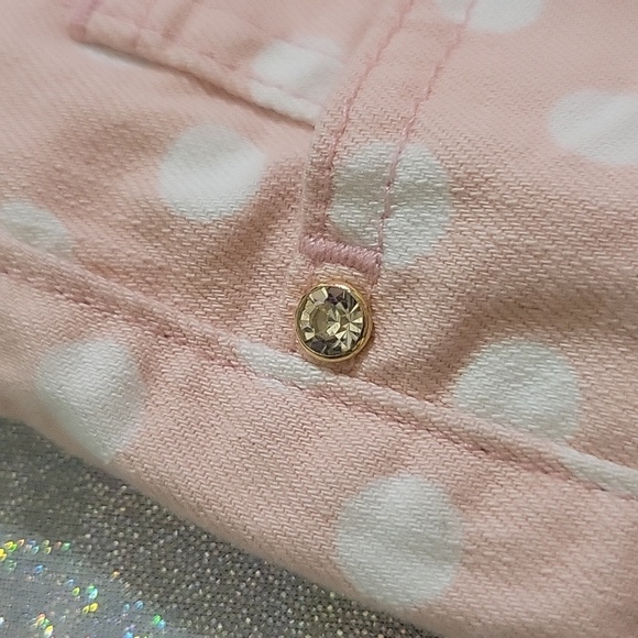 Y2k Vintage Juicy Couture Baby Pink Polka Dot Jean Shorty Shorts Size:31 - Picture 2 of 8